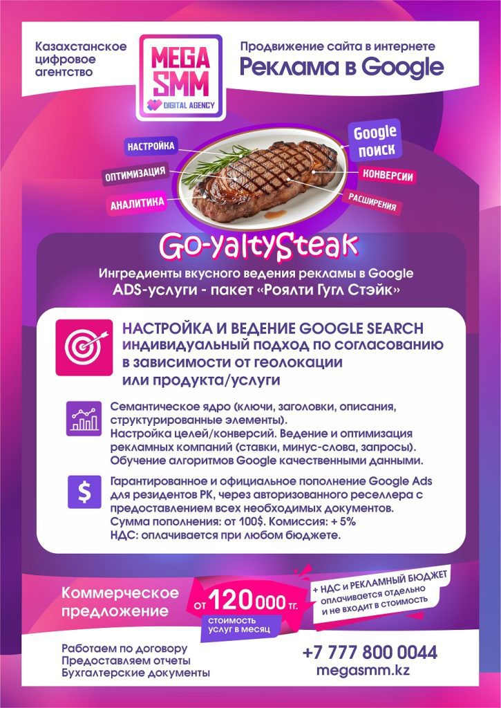 Google Ads реклама ведение контекстная Казахстан Алматы Астана Шымкент Атырау Алатау Гугл ведение запуск