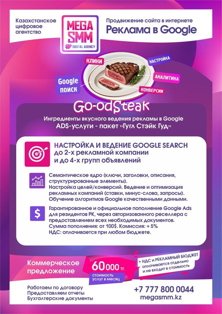 Google Ads реклама ведение контекстная Казахстан Алматы Астана Шымкент Атырау Алатау Гугл ведение запуск